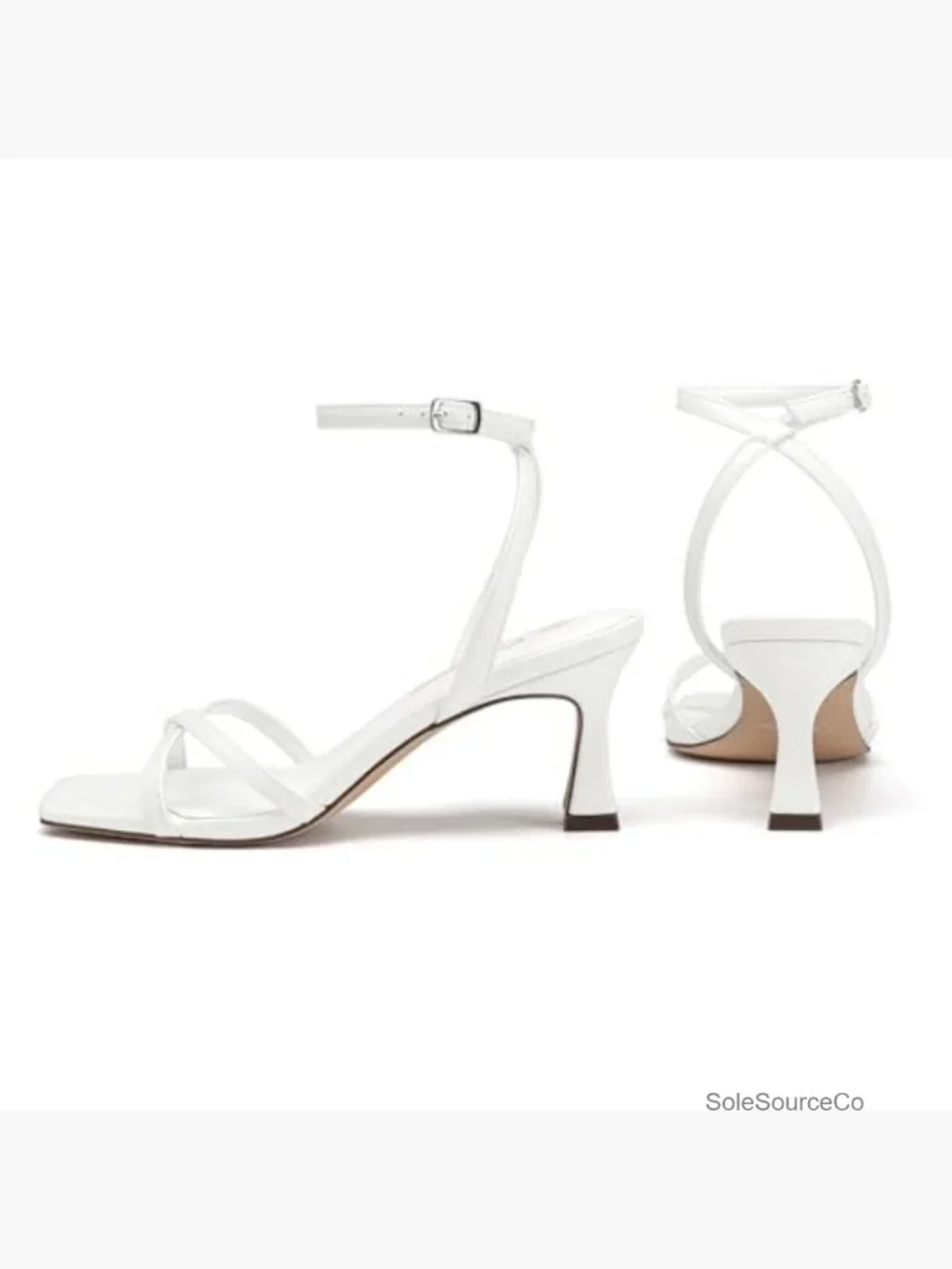 Kitten Heels Square Open Toe Strappy Heeled Sandals Ankle Strap Dress Heels